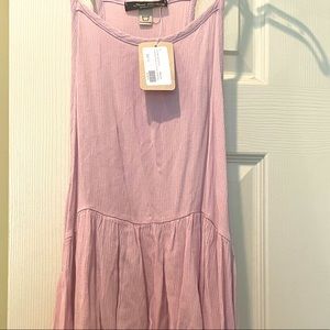 Final Touch Crosshatch hi low babydoll top, dusty pink